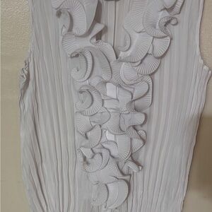 Ashley Stewart White Ruffled Blouse